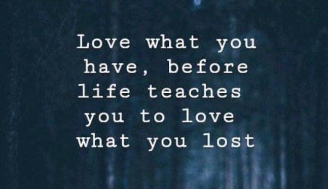 Love What You Have Before Life Teaches You To Love